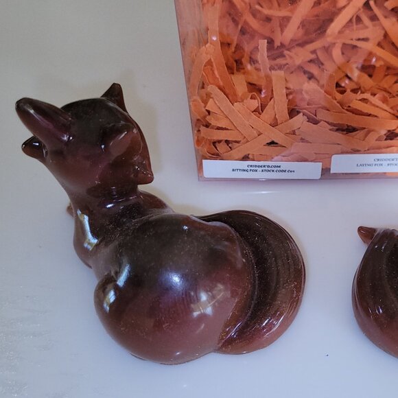 FOX SET 2pc COPPER Resin Figurines New Animal GARDEN HOME collectible - Picture 3 of 4